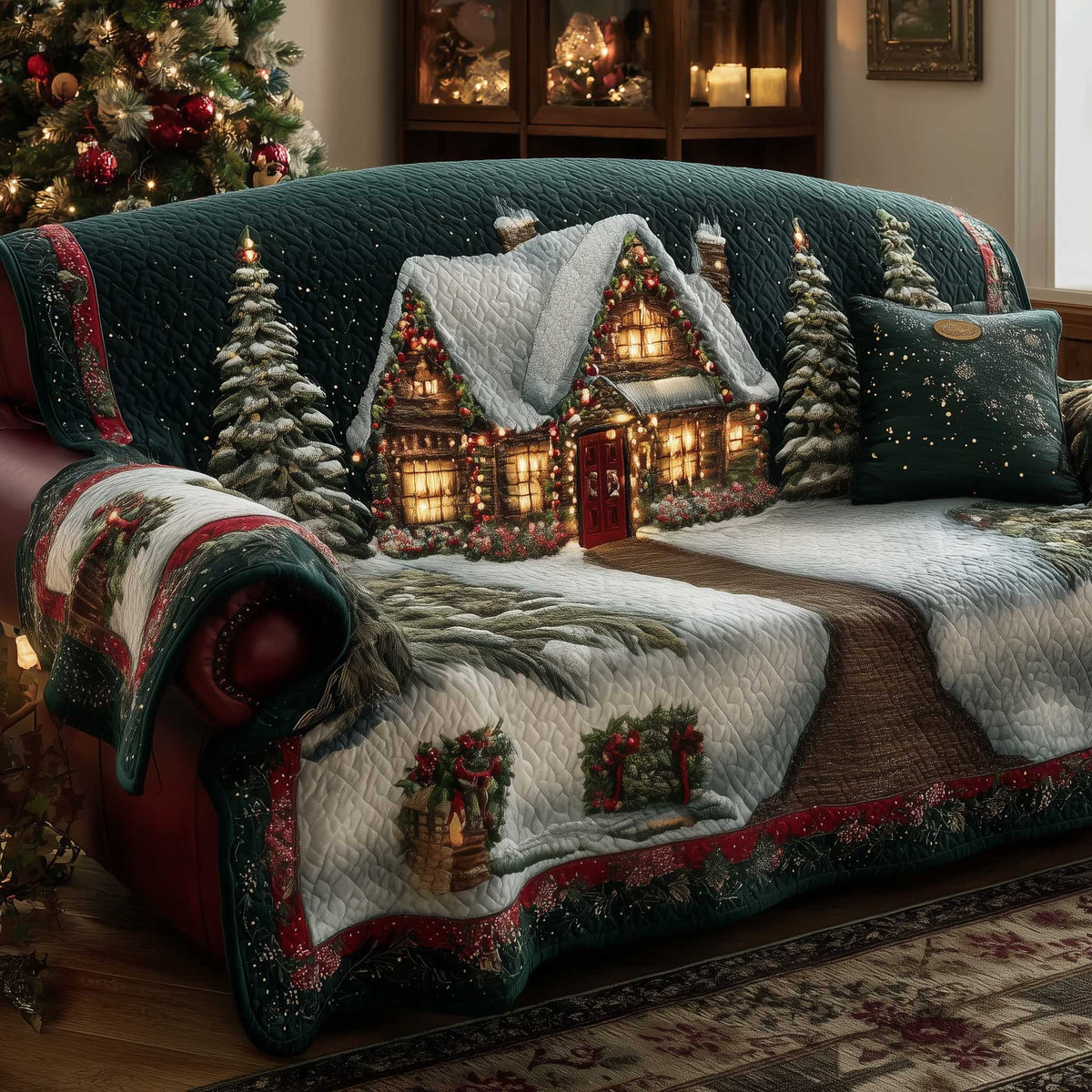 Christmas Wonderland Quilted Sofa Cover