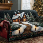 Peaceful Christmas Wonderland Quilted Sofa Cover