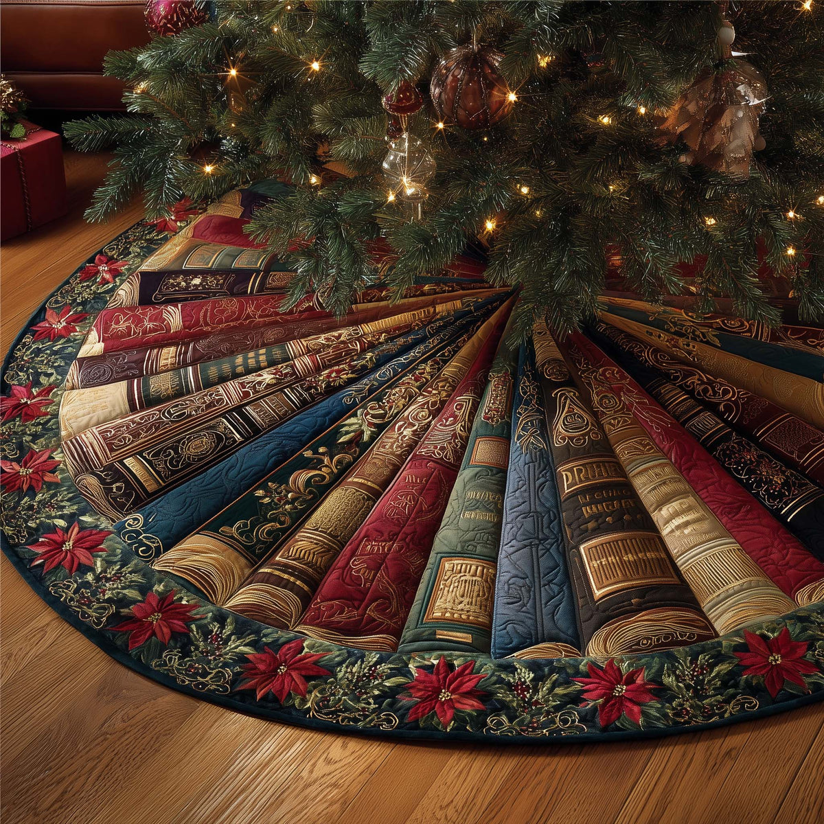 Bookish Holiday Quilted Tree Skirt