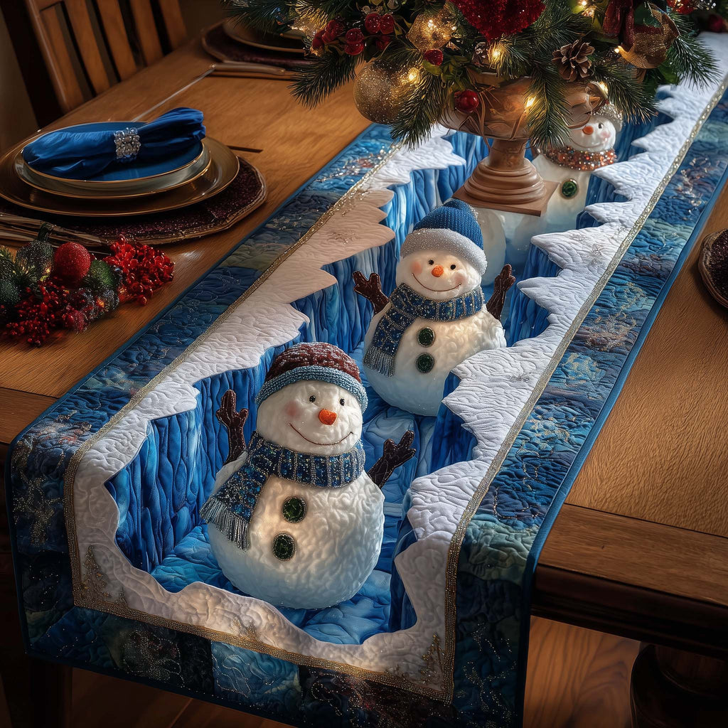 Jolly Snowmen Quilted Table Runner
