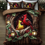 Winter Cardinal Holly Berry Duvet Cover Set