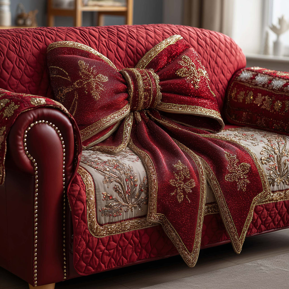 Festoon Garland Braid Quilted Sofa Cover