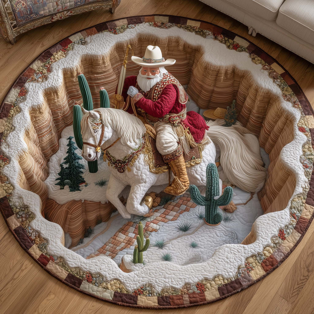 Howdy Christmas Quilted Round Mat