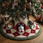 Siberian Husky Sled Pack Quilted Tree Skirt