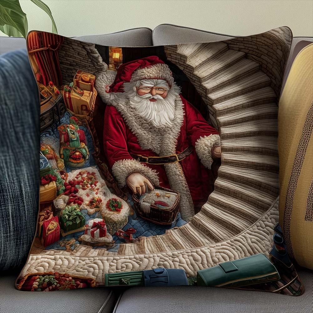 Santa Cozy Toy Workshop Quilted Pillow Case