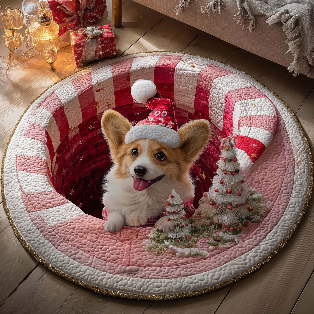 Cozy Corgi Wishes Quilted Round Mat
