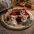 Festive Corgi Wishes Quilted Round Mat