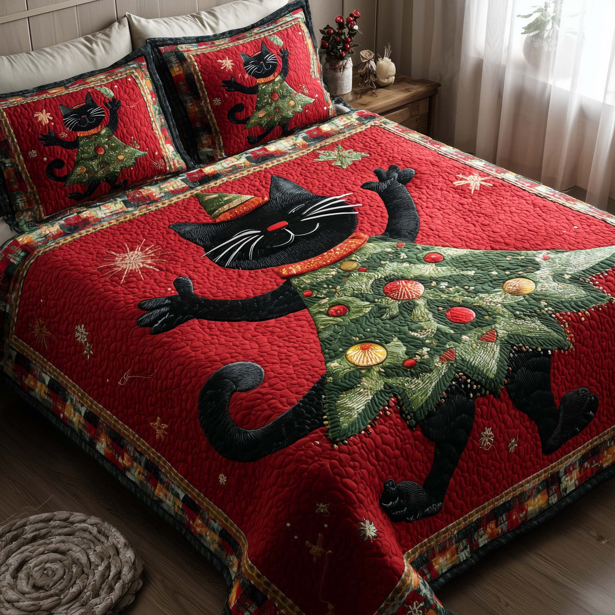 Evergreen Feline Duvet Cover Set