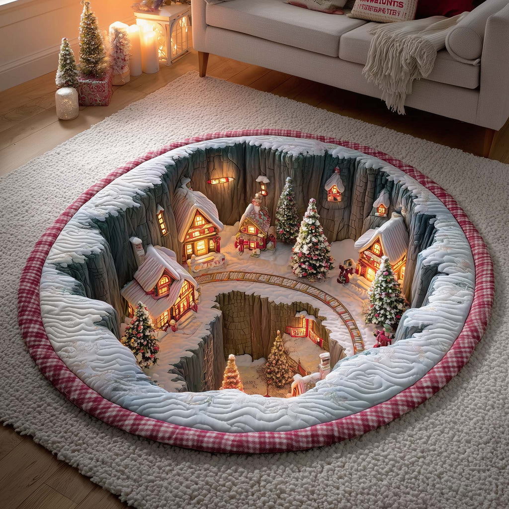 Christmas Village Quilted Round Mat