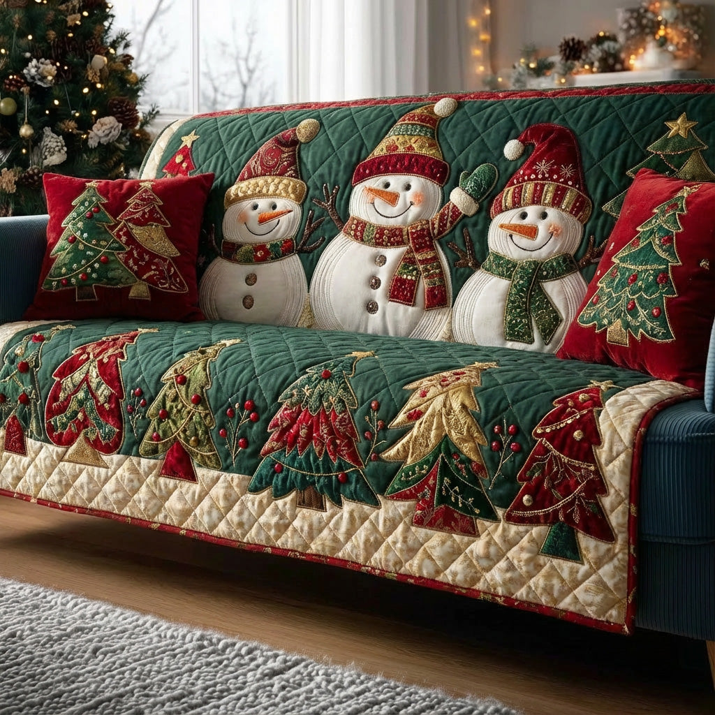 Holiday Glow Quilted Sofa Cover