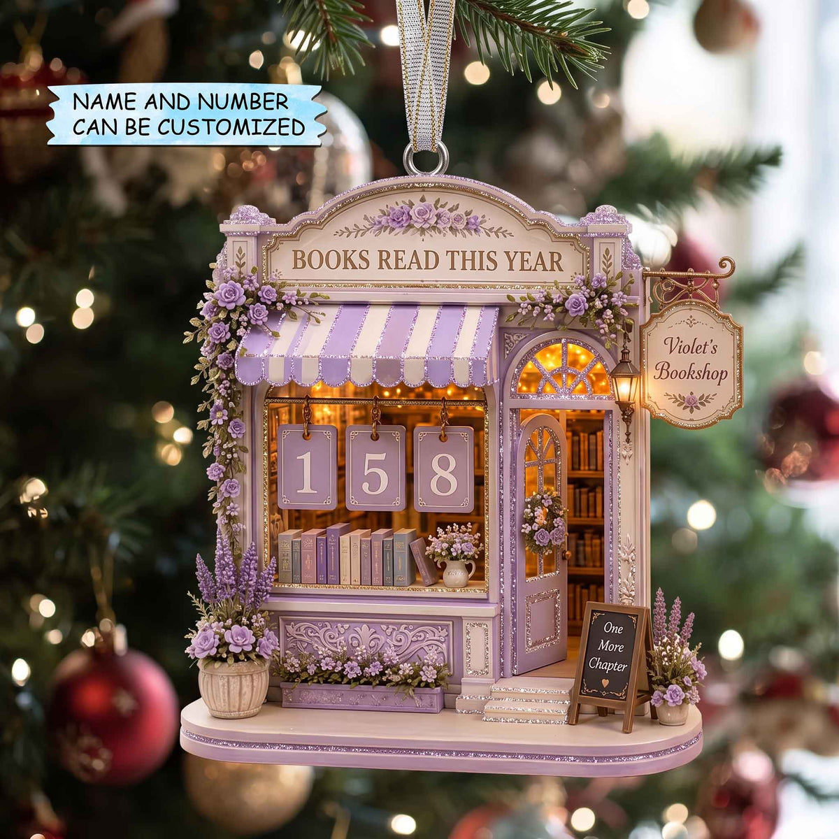 Personalized Reading Nook Christmas Mica Ornament QTCUZ