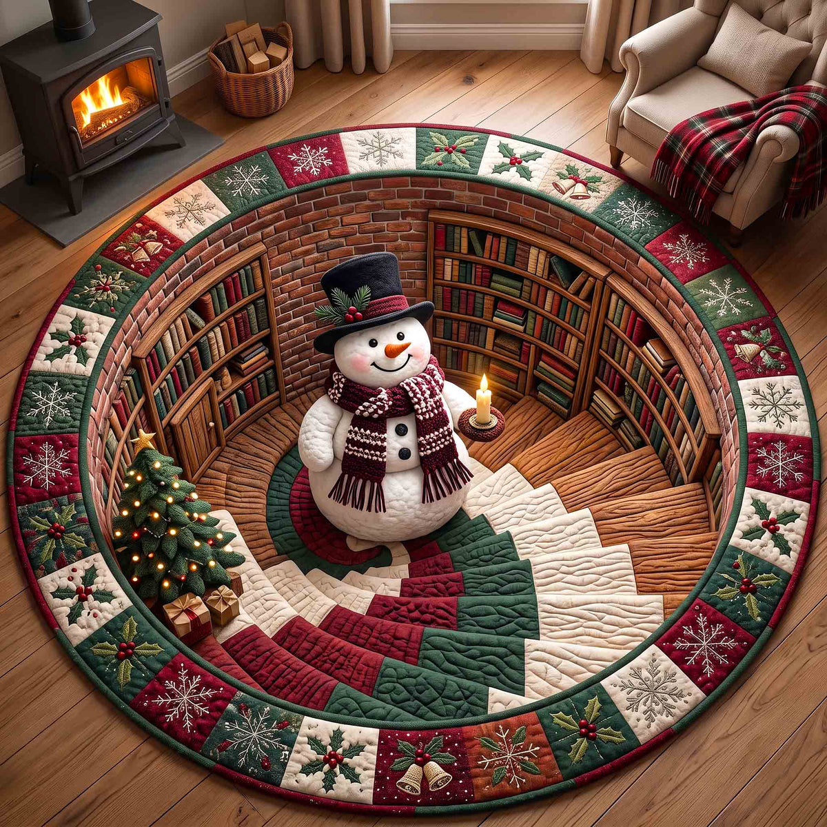 Snowman Wonderland Quilted Round Mat