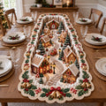 Holiday Village Custom Shape Quilted Table Runner