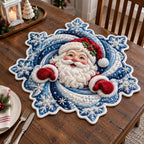 Snowflake Swirl Santa Custom Shape Quilted Placemat