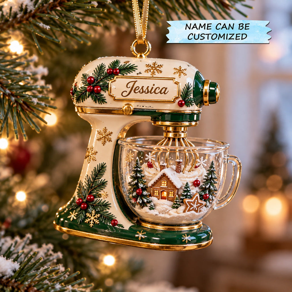 Personalized Holiday Baking Christmas Mica Ornament QTCUZ