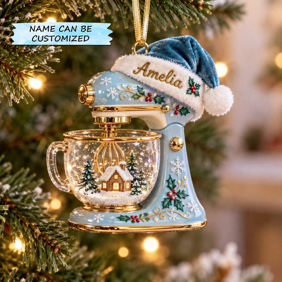 Personalized Holiday Baking Christmas Mica Ornament QTCUZ