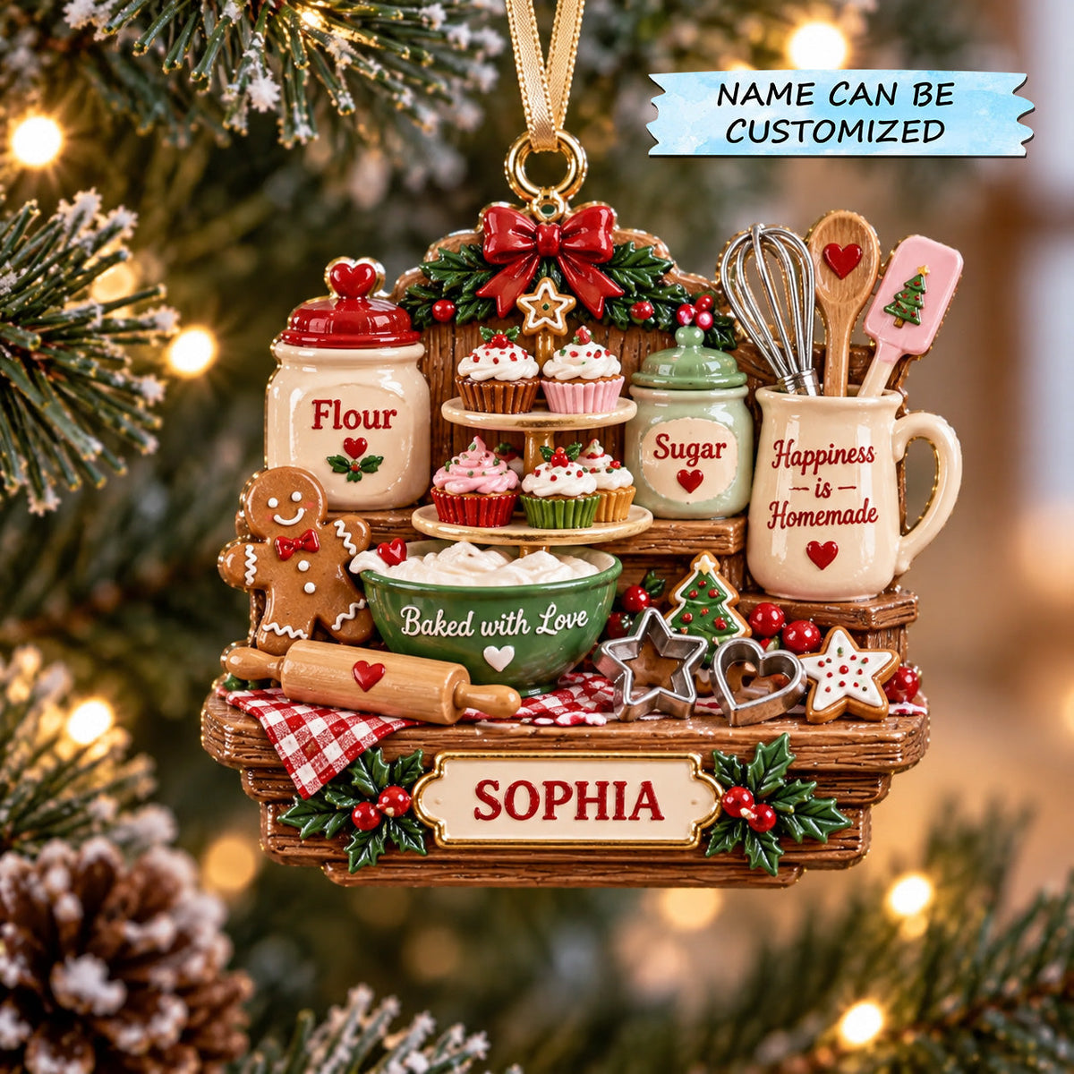 Personalized Holiday Baking Christmas Mica Ornament QTCUZ