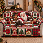 Santa Coming Down Fireplace Flue Quilted Sofa Cover