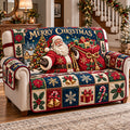 Happy Yuletide Father Christmas Quilted Sofa Cover