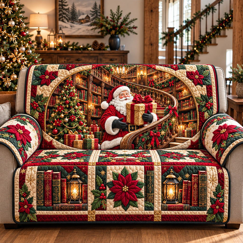 Warm Library Armchair Santa Quilted Sofa Cover