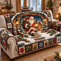 Snowy Mountain Chalet Santa Quilted Sofa Cover