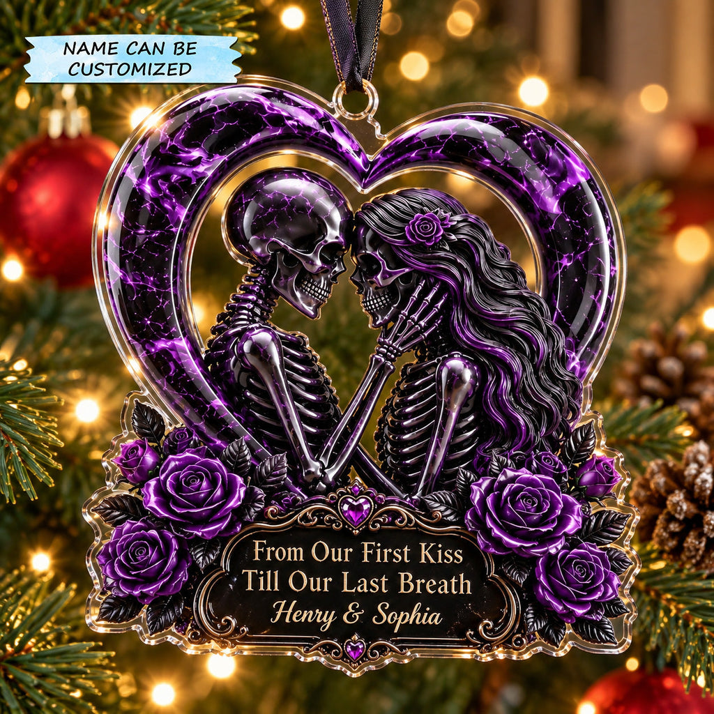 Day of the Dead Skeleton Lovers Christmas Mica Ornament