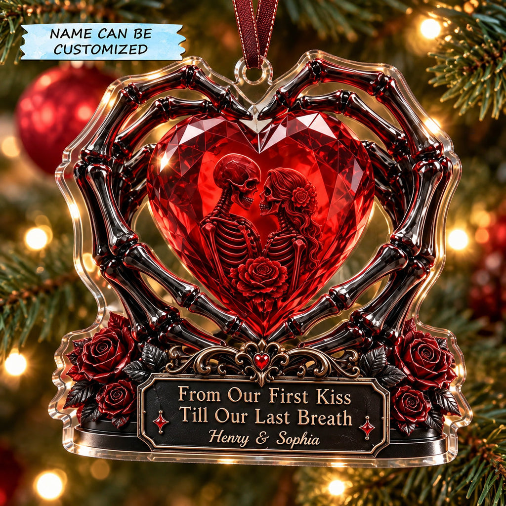 Day of the Dead Skeleton Lovers Christmas Mica Ornament