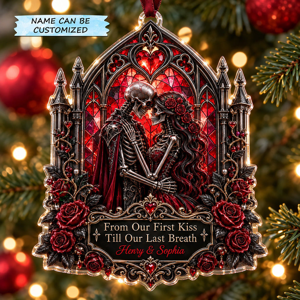 Day of the Dead Skeleton Lovers Christmas Mica Ornament