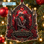 Day of the Dead Skeleton Lovers Christmas Mica Ornament