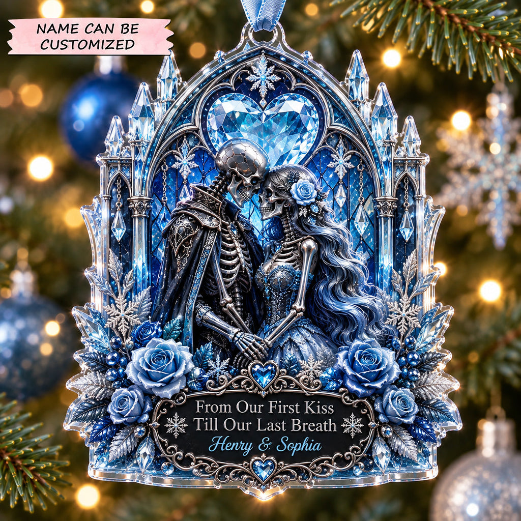 Day of the Dead Skeleton Lovers Christmas Mica Ornament