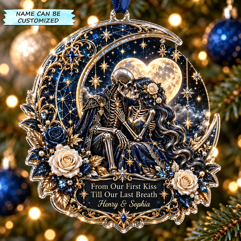 Day of the Dead Skeleton Lovers Christmas Mica Ornament