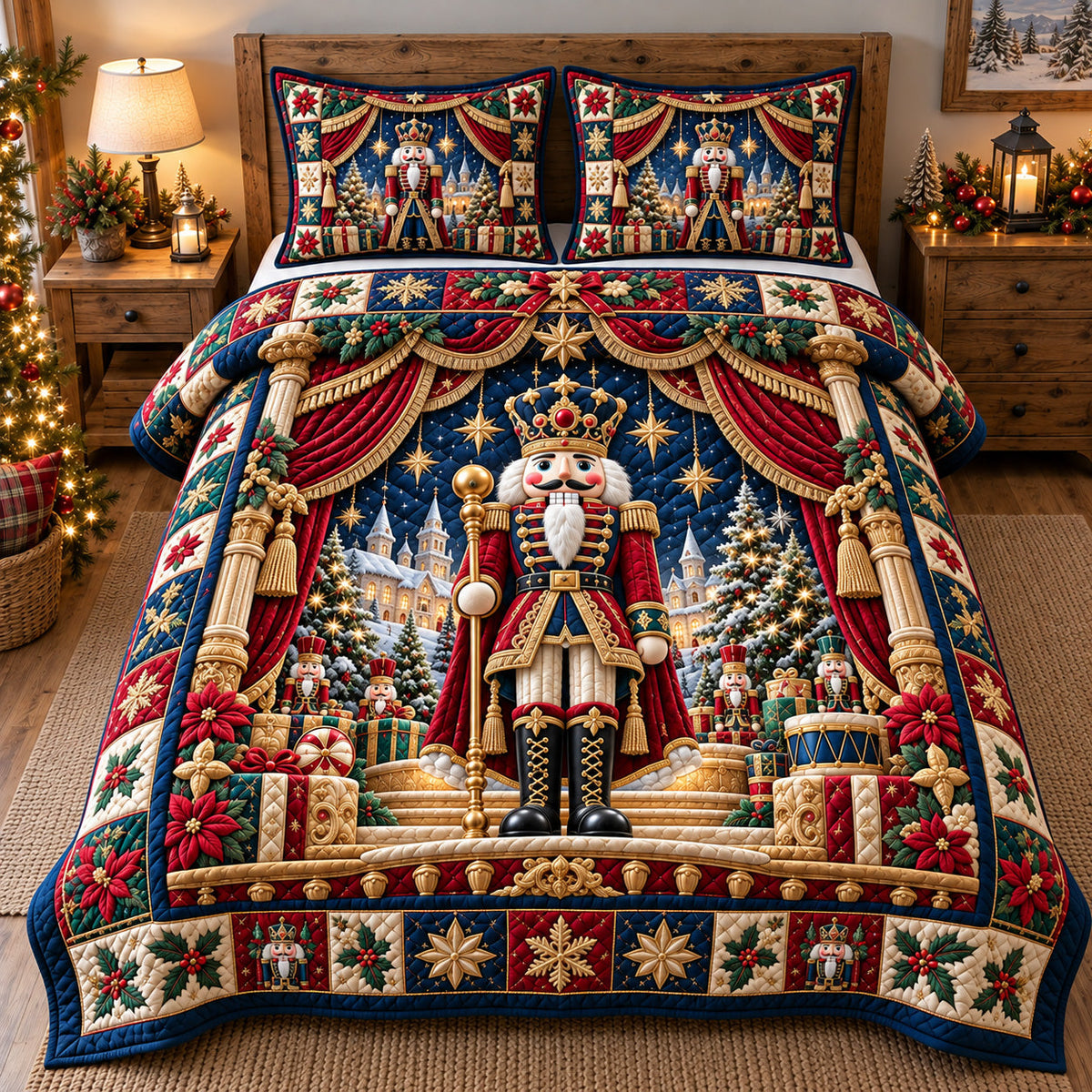 Royal Nutcracker Ballet Stage Quilted Bedding Set