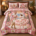 Pastel Pink Nutcracker Ballerina Quilted Bedding Set