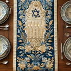 Jewish Hanukkah Quilted Table Runner