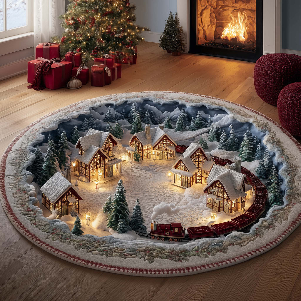 Snowy Express Quilted Round Mat