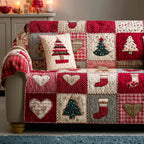 Traditional Patchwork Noel Mosaic Quilted Sofa Cover