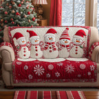 Jolly Cheerful Snowman Quilted Sofa Cover
