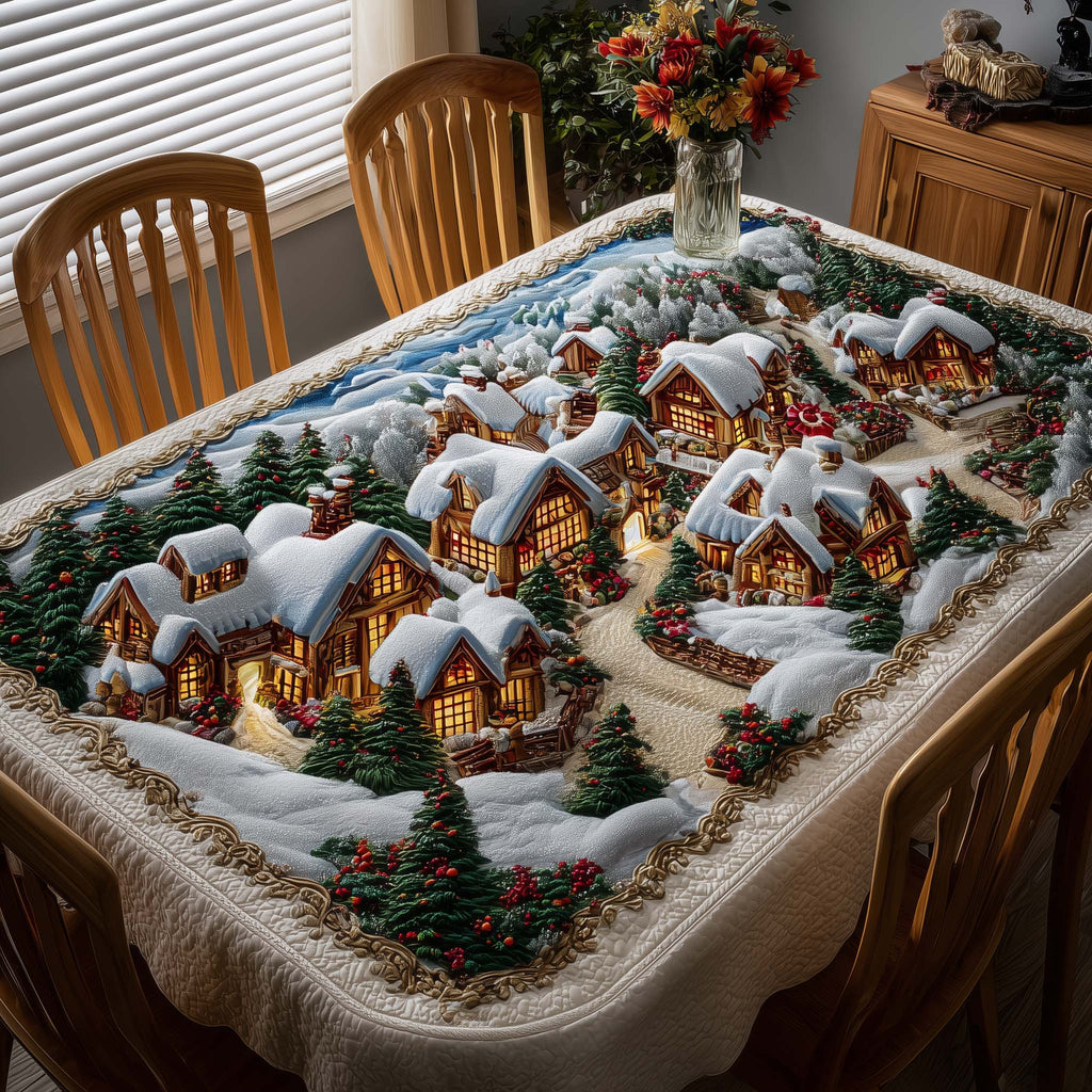 Festive Pines Holiday Village Tablecloth