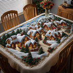 Festive Pines Holiday Village Tablecloth