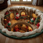 Santa Workshop Quilted Round Mat
