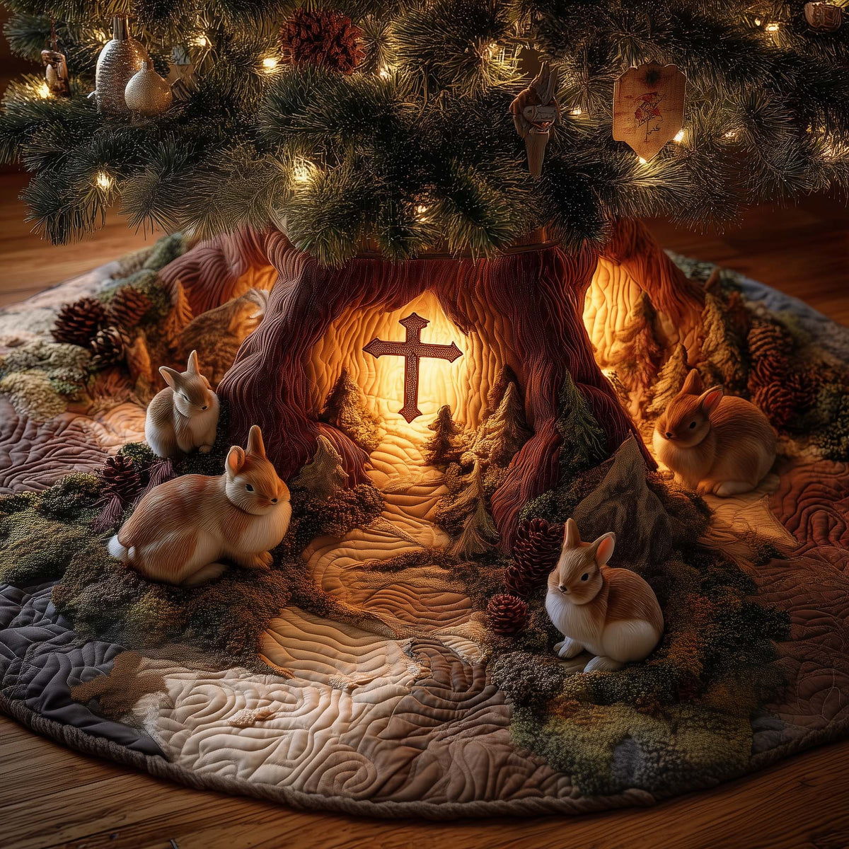 Divine Crucifix Grace Quilted Tree Skirt