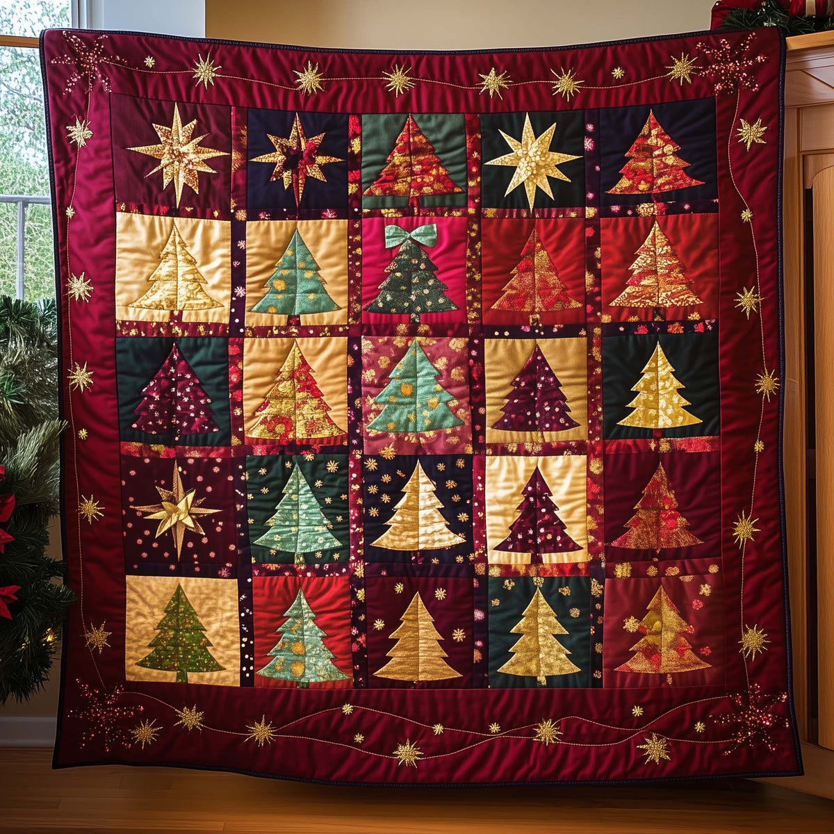 Christmas Patchwork Quilted Blanket