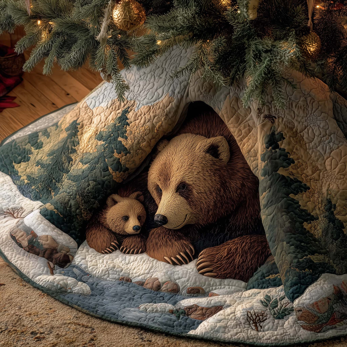 Pine Grove Bruin Quilted Tree Skirt