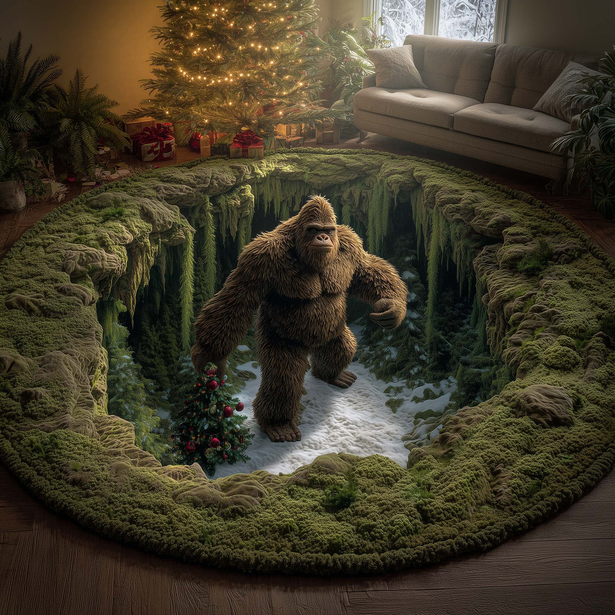 Wilderness Sasquatch Footprint Quilted Round Mat