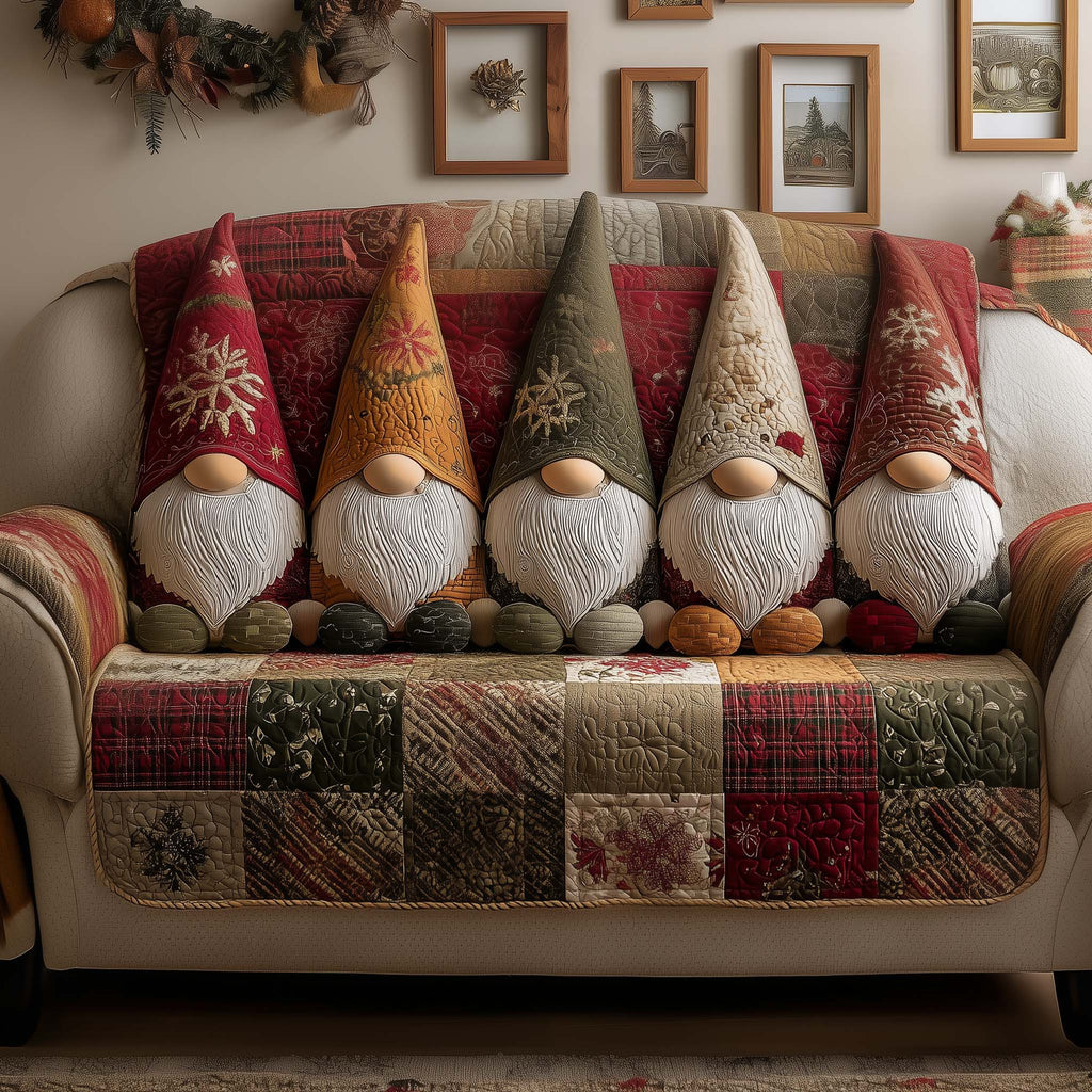 Cheerful Gnome Quilted Sofa Cover