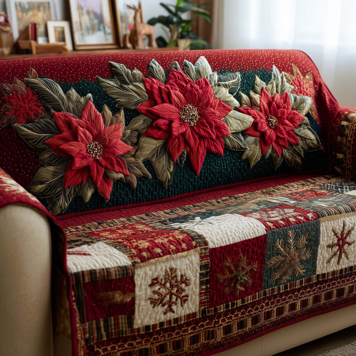 Botanical Star Petal Quilted Sofa Cover