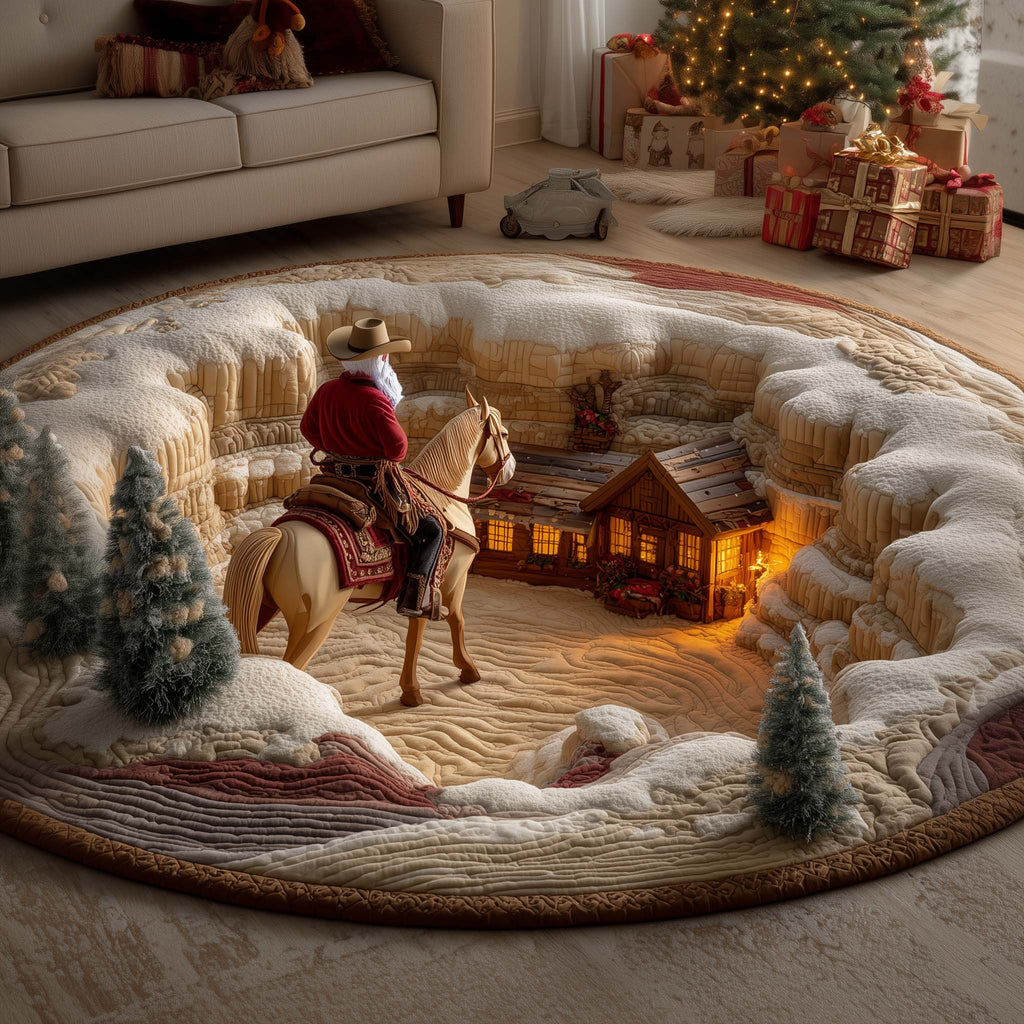 Cowboy Santa Quilted Round Mat