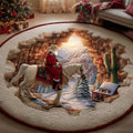 Western Rodeo Kris Kringle Quilted Round Mat