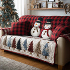 Frosty Merrymaker Quilted Sofa Cover