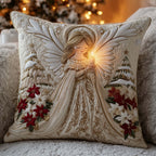 Poinsettia Angel Quilted Pillow Case
